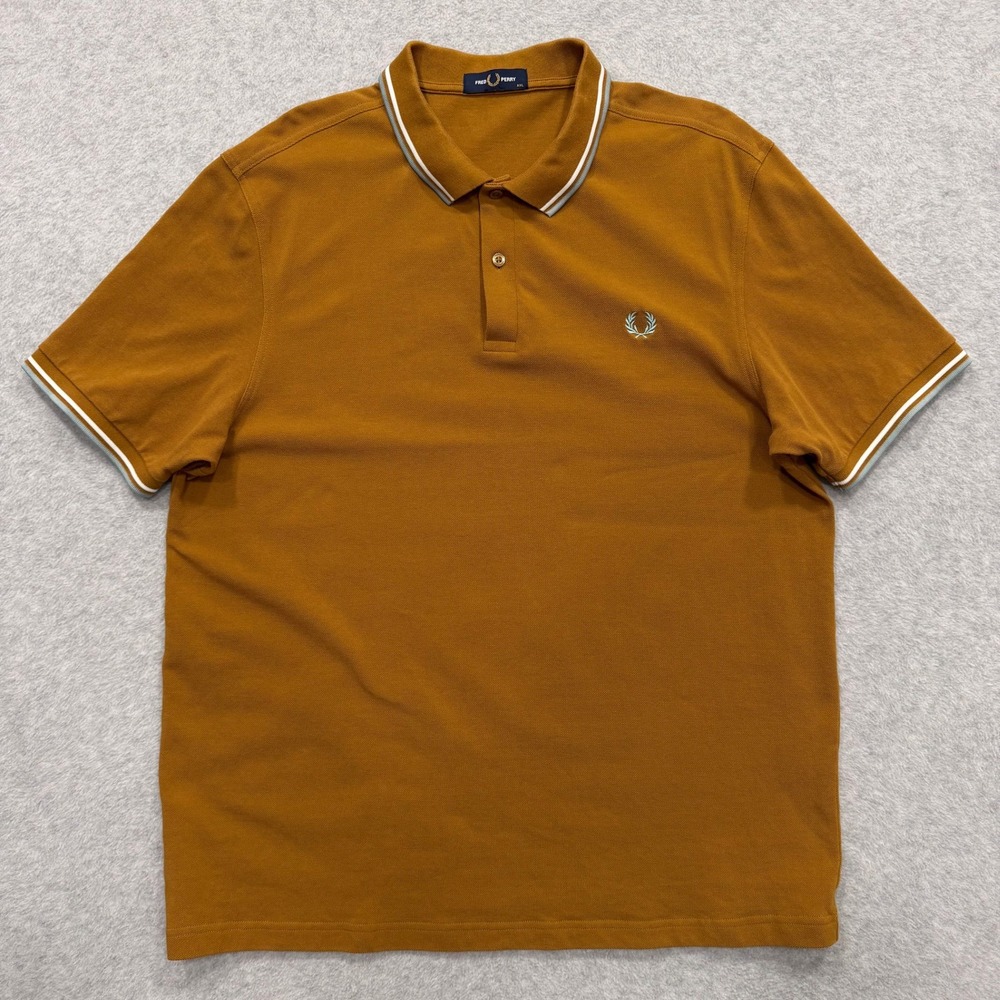 Fred Perry Shirt Mens 2XL Tan Short Sleeve Polo XXL